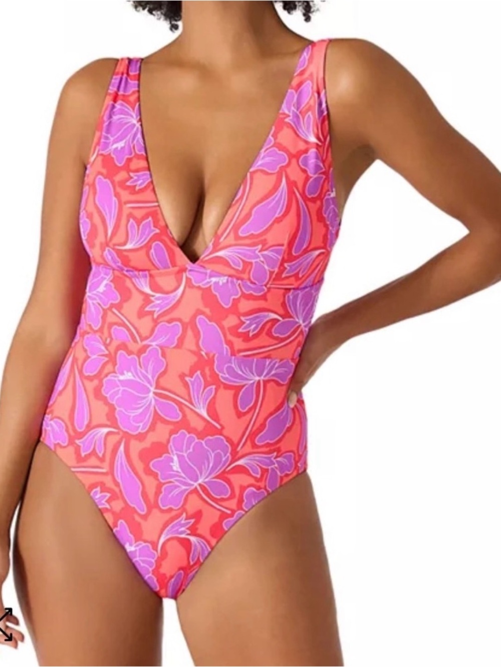 Tommy Bahama Swimsuit Palm Modern Blissful V Neck One Piece NWT Coral Size 6